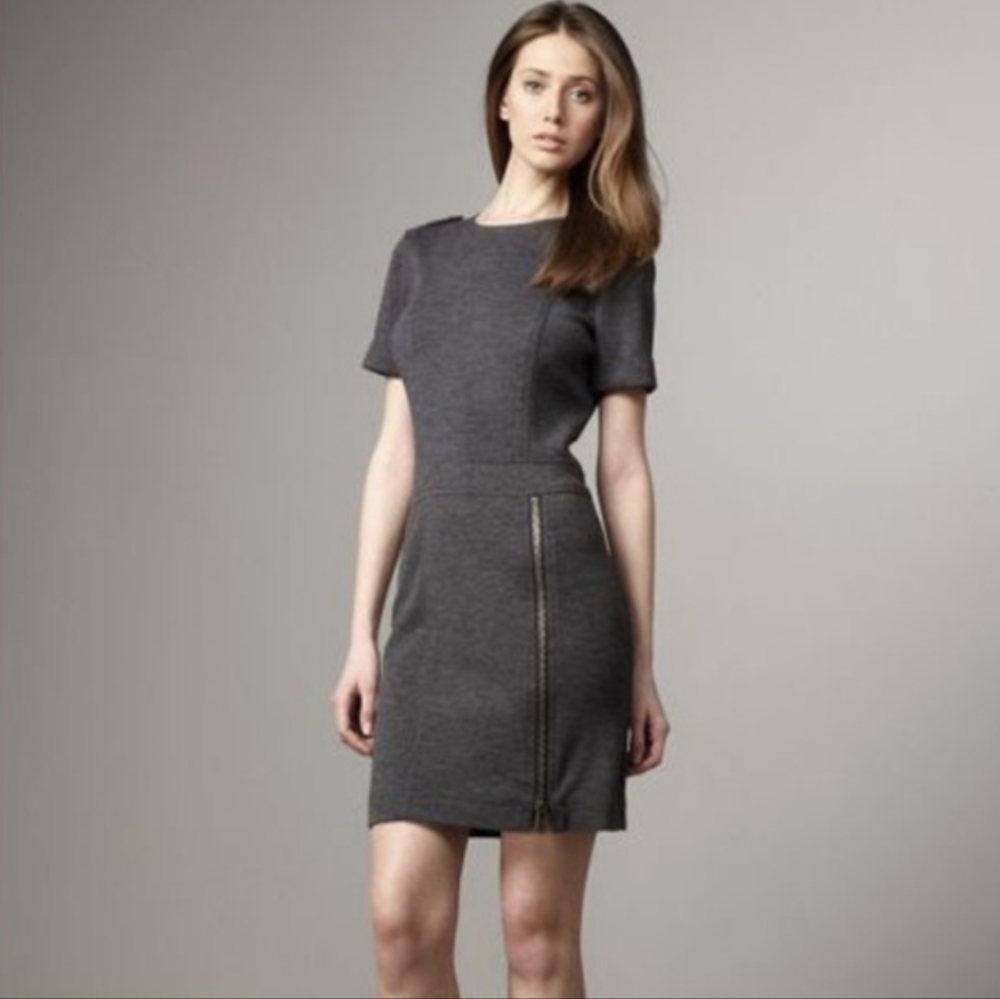 Burberry Brit Gray Short Sleeve Wool Knit Dress US Size 10
